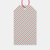 Moderne groene rode gestreepte Kerst Cadeaulabel (Achterkant)