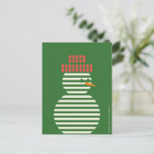 Moderne groene rode sneeuwman kerst feestdagenkaart (Staand voorkant)