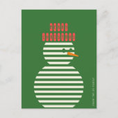 Moderne groene rode sneeuwman kerst feestdagenkaart (Voorkant)