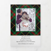 Moderne groene rode speldenacht foto drieluik wenskaart (Cover)