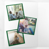 Moderne groene rode speldenacht foto drieluik wenskaart (Binnenzijde eerst)