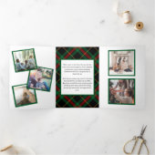 Moderne groene rode speldenacht foto drieluik wenskaart (Binnen)