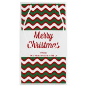 Moderne groene rode strepen Vrolijk kerstfeest Klein Cadeauzakje (Achterkant)