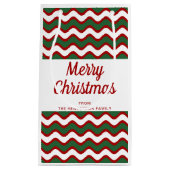 Moderne groene rode strepen Vrolijk kerstfeest Klein Cadeauzakje (Voorkant)