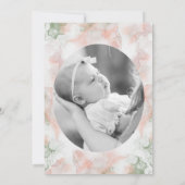 Moderne Groene Roze Agaat Foto Gouden Kruis Doop Kaart (Achterkant)