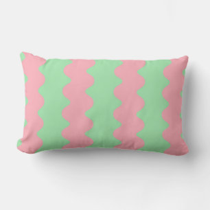 Moderne groene roze golvende streep minimalistisch kussen