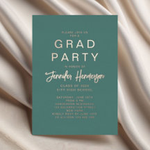 Moderne groene roze gouden script afstudeerfeest