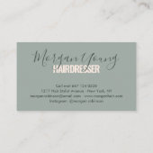 Moderne groene roze haarstylist script visitekaartje (Achterkant)