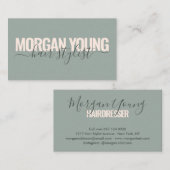 Moderne groene roze haarstylist script visitekaartje (Voorkant / Achterkant)