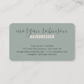 Moderne groene roze haarstylist script visitekaartje (Achterkant)