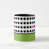 Moderne groene roze polka stippen kleurblok mok (Midden)