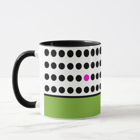 Moderne groene roze polka stippen kleurblok mok (Links)