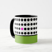 Moderne groene roze polka stippen kleurblok mok (Voorkant links)