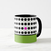 Moderne groene roze polka stippen kleurblok mok (Voorkant rechts)