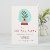 Moderne groene roze sneeuw wereldbol kerstboomfees kaart (Staand voorkant)