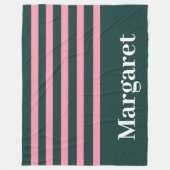 Moderne groene & roze  witte monogram naam fleece deken (Voorkant)