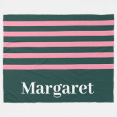 Moderne groene & roze  witte monogram naam fleece deken (Voorkant (Horizontaal))