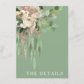 Moderne groene Rozen bruiloft Informatiekaartje (Voorkant)
