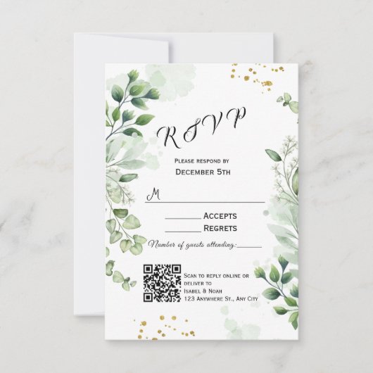 Moderne Groene RSVP Kaart Uitnodiging (Voorkant)