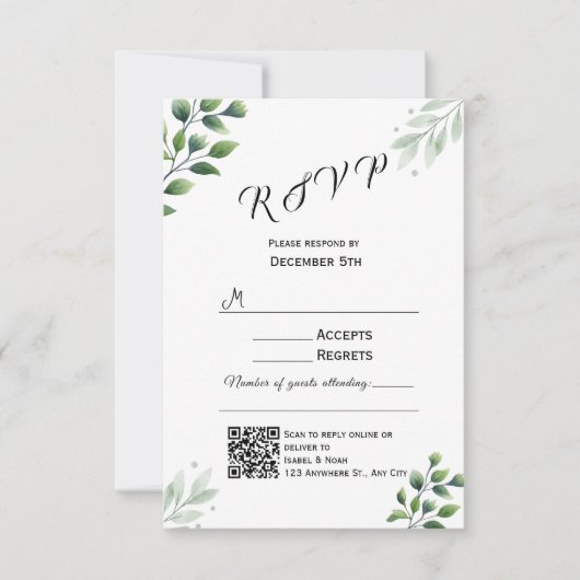 Moderne Groene RSVP Kaart Uitnodiging (Voorkant)