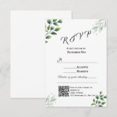 Moderne Groene RSVP Kaart Uitnodiging (Voorkant / Achterkant)