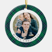 Moderne groene ruit foto Kerstmis Keramisch Ornament (Voorkant)