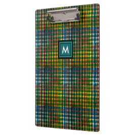 Moderne groene ruit tartan naam initiaal monogram klembord
