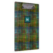 Moderne groene ruit tartan naam initiaal monogram klembord (Rechts)