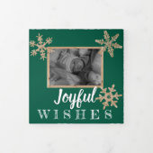 Moderne Groene Rustieke Sneeuwvlok Feestelijke 3 F Drieluik Wenskaart (Cover)