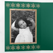 Moderne Groene Rustieke Snowflake Collage 5 Foto Drieluik Wenskaart (Binnenzijde eerst)