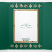 Moderne Groene Rustieke Snowflake Collage 5 Foto Drieluik Wenskaart (Binnenkant midden)