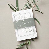 Moderne Groene Sage Witte Bruiloft Kaart