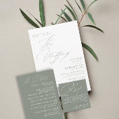 Moderne Groene Sage Witte Bruiloft Kaart