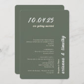 Moderne groene salie bruiloft uitnodiging (Voorkant / Achterkant)