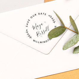 Moderne Groene Save The Date Zelfinktende Stempel