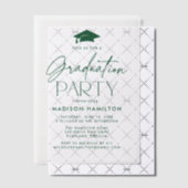 Moderne Groene Script Afstudeerfeestje Vellum Uitnodigingen (Offset (Uitnodiging))