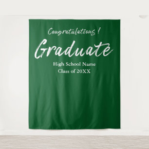 Moderne groene script gelukwensen afgestudeerde wandkleed