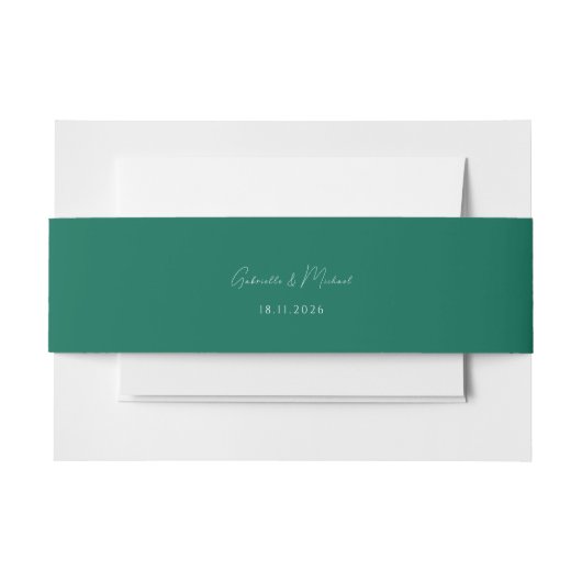 Moderne groene script huwelijksuitnodiging uitnodigingen wikkel (Voorkant Voorbeeld)