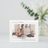 Moderne groene script minimalistische foto-Kerstmi Feestdagenkaart (Staand voorkant)