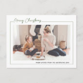 Moderne groene script minimalistische foto-Kerstmi Feestdagenkaart (Voorkant)