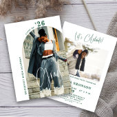 Moderne groene Script Photo 2024 Minimal Afstudeer Kaart