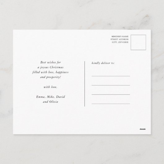 Moderne groene scriptfoto minimalistisch kerstfees feestdagenkaart (Achterkant)