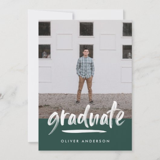 Moderne groene scriptfoto stijlvol afstuderen invu kaart (Voorkant)