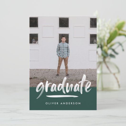 Moderne groene scriptfoto stijlvol afstuderen invu kaart (Staand voorkant)