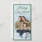 Moderne groene scriptie Prettig kerstfeest Hoge fo Feestdagenkaart (Voorkant)