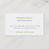 Moderne groene sleutelwoningen Real Estate Realtor Visitekaartje (Achterkant)