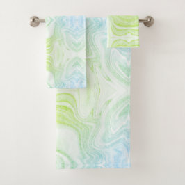Moderne groene smeltophoping met marmer bad handdoek