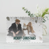 Moderne groene sneeuw foto Merry Christmas Kaart (Staand voorkant)