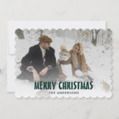 Moderne groene sneeuw foto Merry Christmas Kaart (Voorkant)