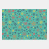 Moderne Groene Sneeuwvlok Kerst Patroon Set Inpakpapier Vel (Voorkant 2)